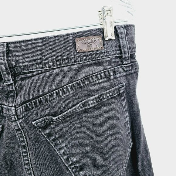 Riders by Lee Classic Fit Straight Leg Jeans 12 L Long Black Faded Cotton Denim - Picture 8 of 10